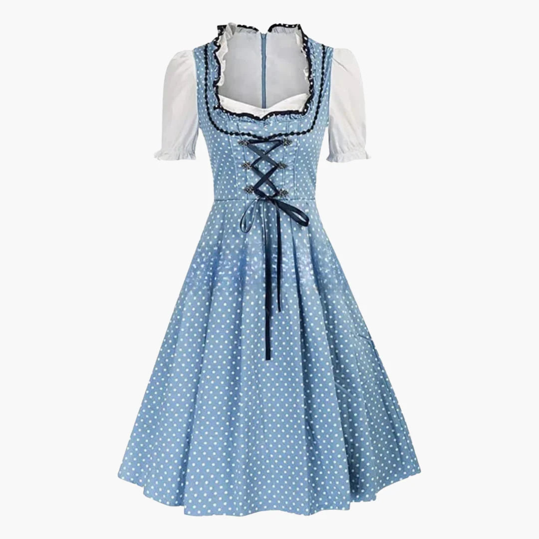 Dirndlkleid für Damen mit Schnürmieder und Schürzenüberlage