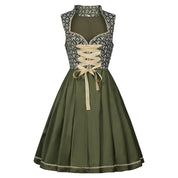 Dirndlkleid für Damen mit Schnürmieder und bestickter Schürze