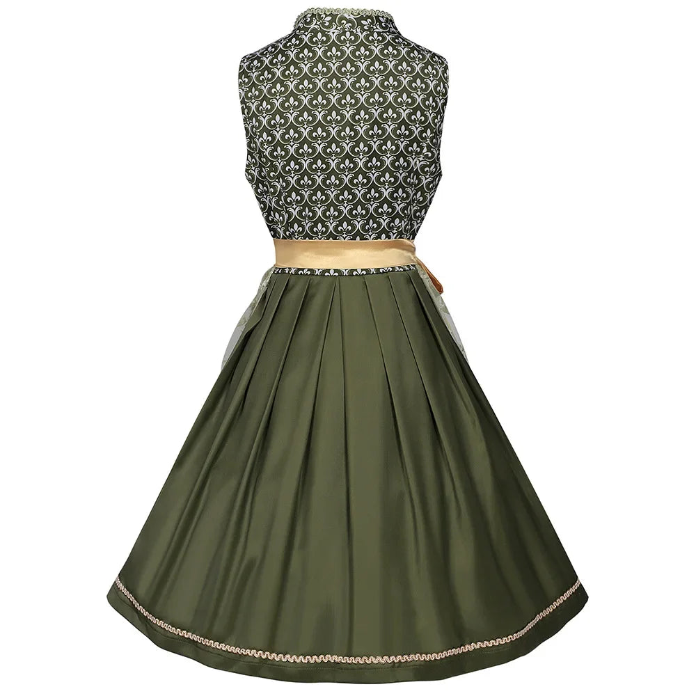 Dirndlkleid für Damen mit Schnürmieder und bestickter Schürze