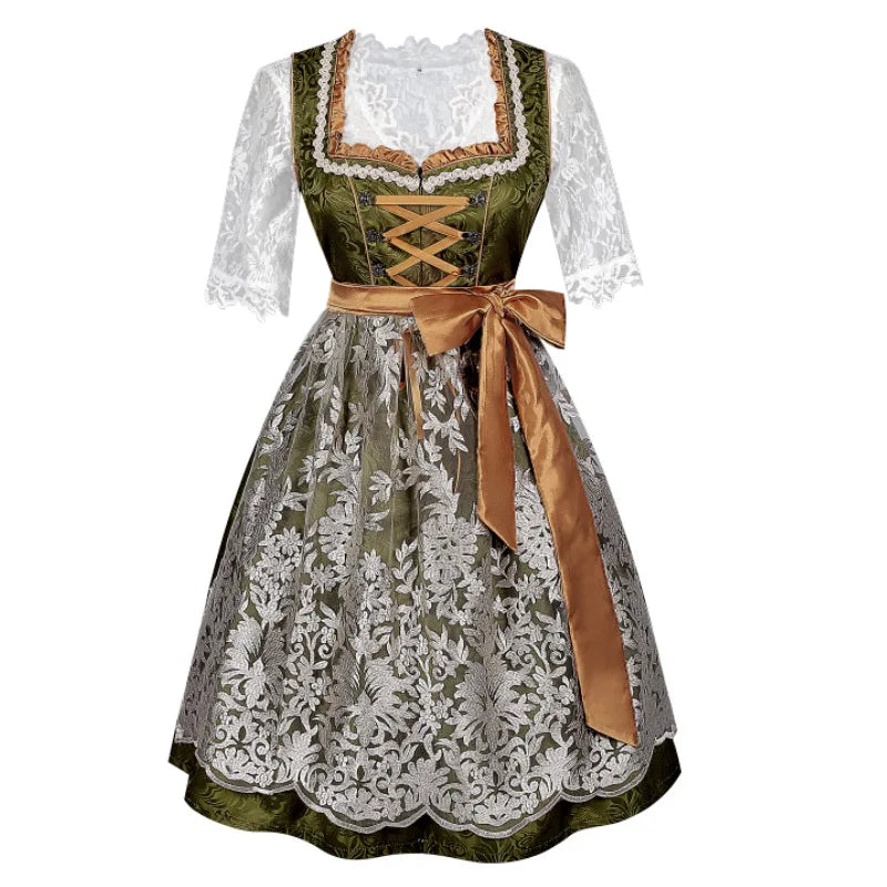 Dirndl kleid für Damen mit Schnürmieder und dekorativer Schürze