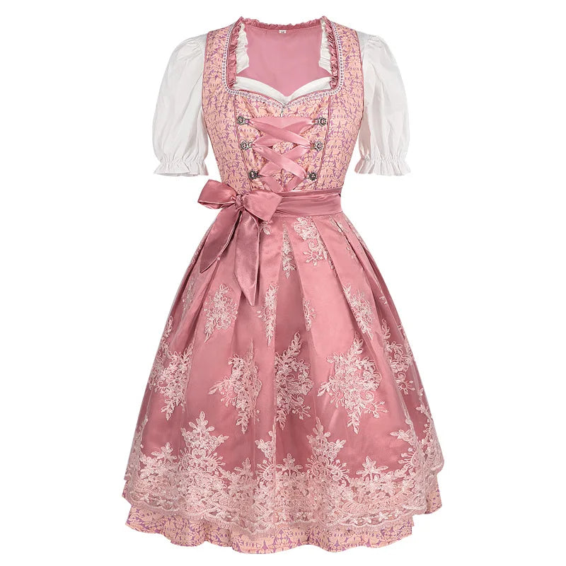 Dirndl kleid für Damen mit Schnürmieder und dekorativer Schürze