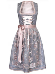 Dirndlkleid für Damen mit quadratischem Ausschnitt und Schleifenschürze