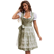 Dirndl Kleid für Damen mit quadratischem Ausschnitt und bestickter Schürze
