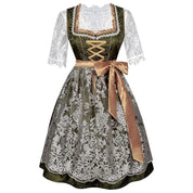 Dirndlkleid für Damen mit quadratischem Ausschnitt und bestickter Schürze