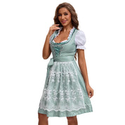 Dirndl Kleid für Damen mit quadratischem Ausschnitt und bestickter Schürze