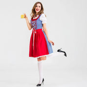 Dirndl Kleid für Damen mit quadratischem Ausschnitt und kontrastierender Schürze