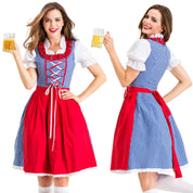 Dirndl Kleid für Damen mit quadratischem Ausschnitt und kontrastierender Schürze
