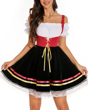 Dirndlkleid für Damen mit schulterfreiem Ausschnitt und Schnürmieder