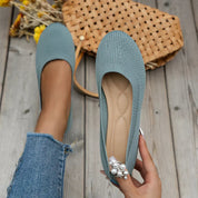 Flache Damen Slipper mit rutschfester Sohle und runder Zehe