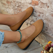 Flache Damen Slipper mit rutschfester Sohle und runder Zehe