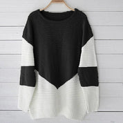 Frauen Color-Block Strickpullover mit strukturiertem Design