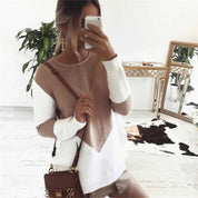 Frauen Color-Block Strickpullover mit strukturiertem Design