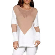 Frauen Color-Block Strickpullover mit strukturiertem Design