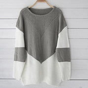 Frauen Color-Block Strickpullover mit strukturiertem Design