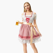 Frauen Dirndl Kleid mit Puffärmeln und Schürzenband