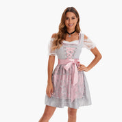 Frauen Dirndl Kleid mit Puffärmeln und Schürzenband