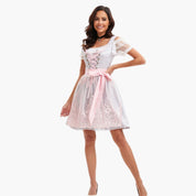 Frauen Dirndl Kleid mit Puffärmeln und Schürzenband