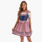Frauen Dirndl Kleid mit Puffärmeln und Schürzenband