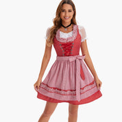 Frauen Dirndl Kleid mit Puffärmeln und Schürzenband