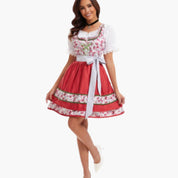 Frauen Dirndl Kleid mit Puffärmeln und Schürzenband