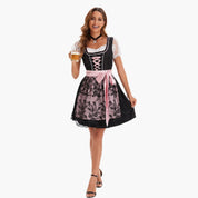 Frauen Dirndl Kleid mit Puffärmeln und Schürzenband