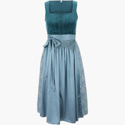 Frauen Dirndl Kleid mit Schnürung im Oberteil und Bindegürtel