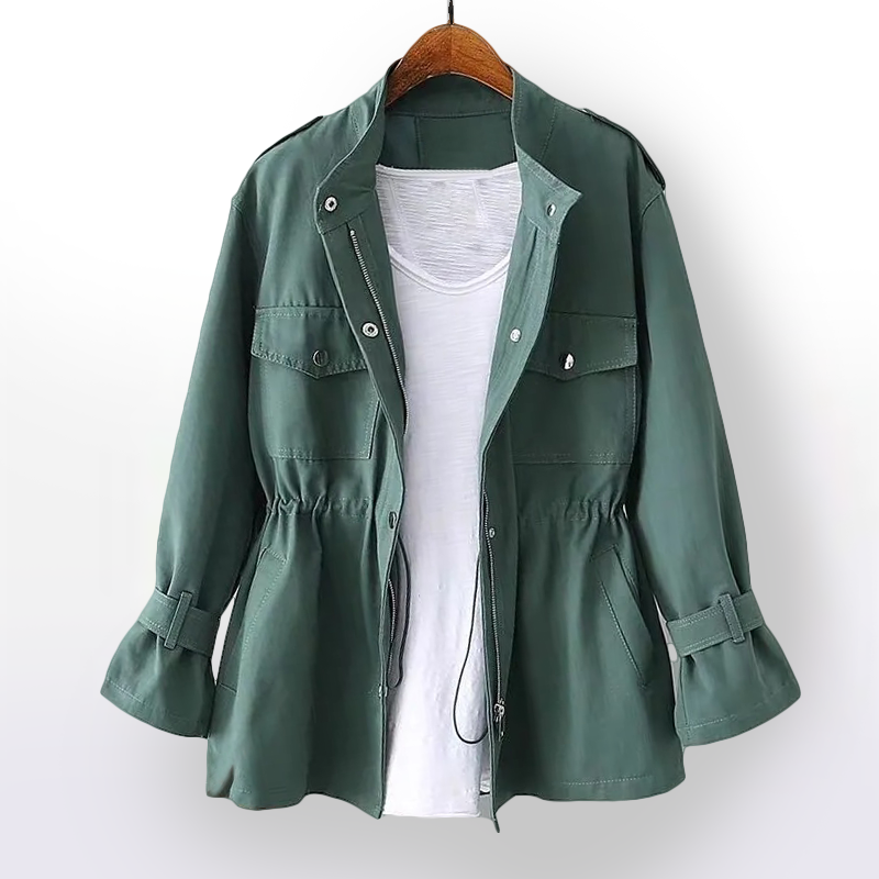 Frühlingsjacke für Damen mit Kordelzug und Reißverschluss