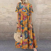 Geblümtes Maxikleid mit kurzen Ärmeln für Frauen