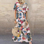 Geblümtes Maxikleid mit kurzen Ärmeln für Frauen