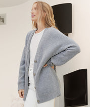 Ribbed cardigan with buttons for plus-size women