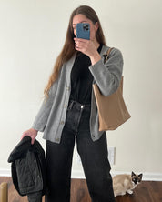 Ribbed cardigan with buttons for plus-size women