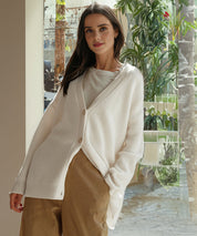 Ribbed cardigan with buttons for plus-size women