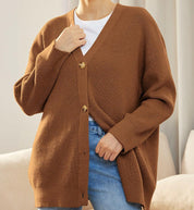 Ribbed cardigan with buttons for plus-size women