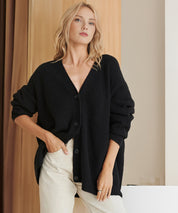 Ribbed cardigan with buttons for plus-size women