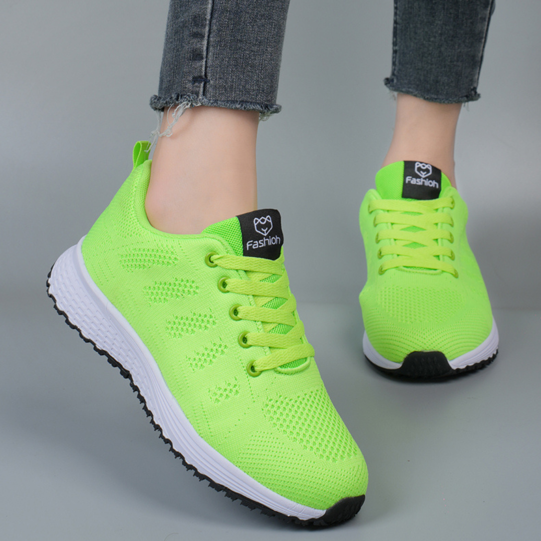 Gestrickte Damen-Sneaker zum Schnüren mit gepolsterter Sohle und Mesh-Obermaterial