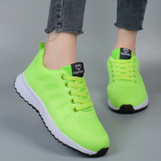 Gestrickte Damen-Sneaker zum Schnüren mit gepolsterter Sohle und Mesh-Obermaterial