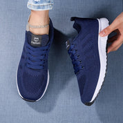 Gestrickte Damen-Sneaker zum Schnüren mit gepolsterter Sohle und Mesh-Obermaterial
