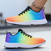 Gestrickte Damen-Sneaker zum Schnüren mit gepolsterter Sohle und Mesh-Obermaterial