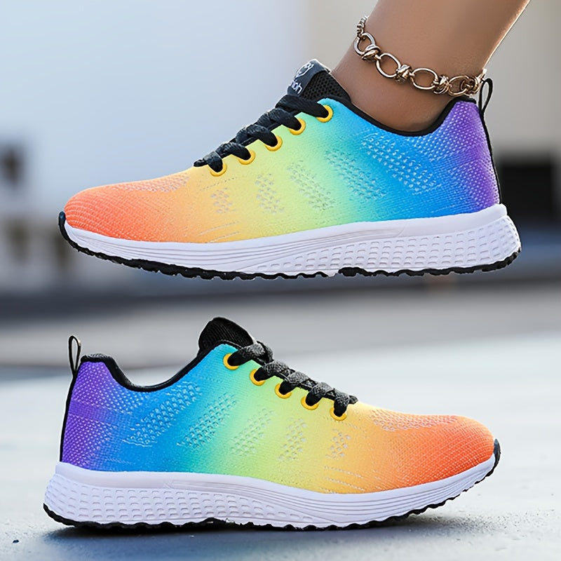 Gestrickte Damen-Sneaker zum Schnüren mit gepolsterter Sohle und Mesh-Obermaterial