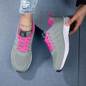 Gestrickte Damen-Sneaker zum Schnüren mit gepolsterter Sohle und Mesh-Obermaterial