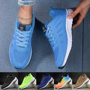 Gestrickte Damen-Sneaker zum Schnüren mit gepolsterter Sohle und Mesh-Obermaterial