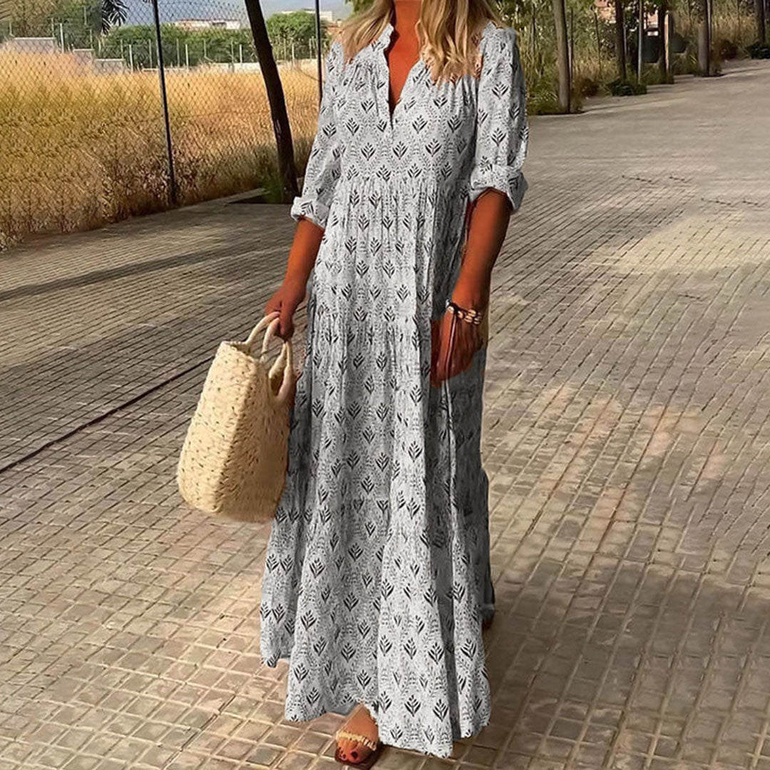 Schickes Boho-Kleid mit V-Ausschnitt für Frauen
