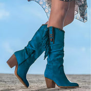 Halbhohe Damen-Westernstiefel mit Reißverschluss und Blockabsatz