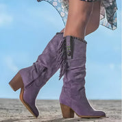 Halbhohe Damen-Westernstiefel mit Reißverschluss und Blockabsatz