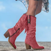 Halbhohe Damen-Westernstiefel mit Reißverschluss und Blockabsatz