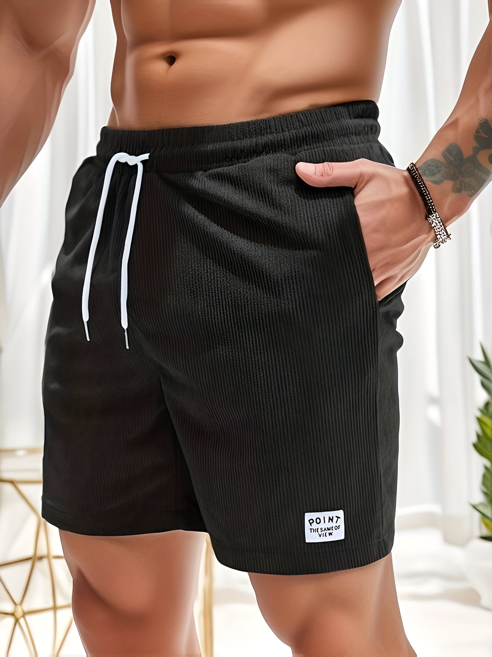 Herren-Badeshorts mit gerippter Struktur und Kordelzug in der Taille