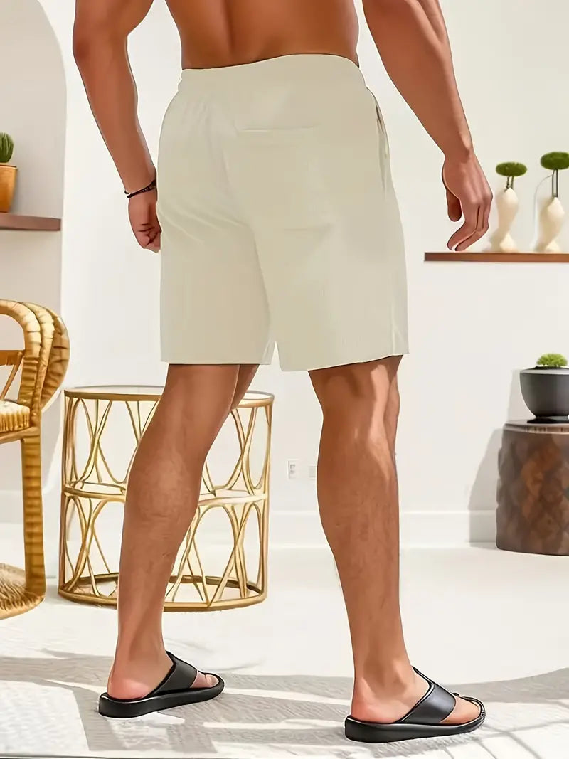 Herren-Badeshorts mit gerippter Struktur und Kordelzug in der Taille
