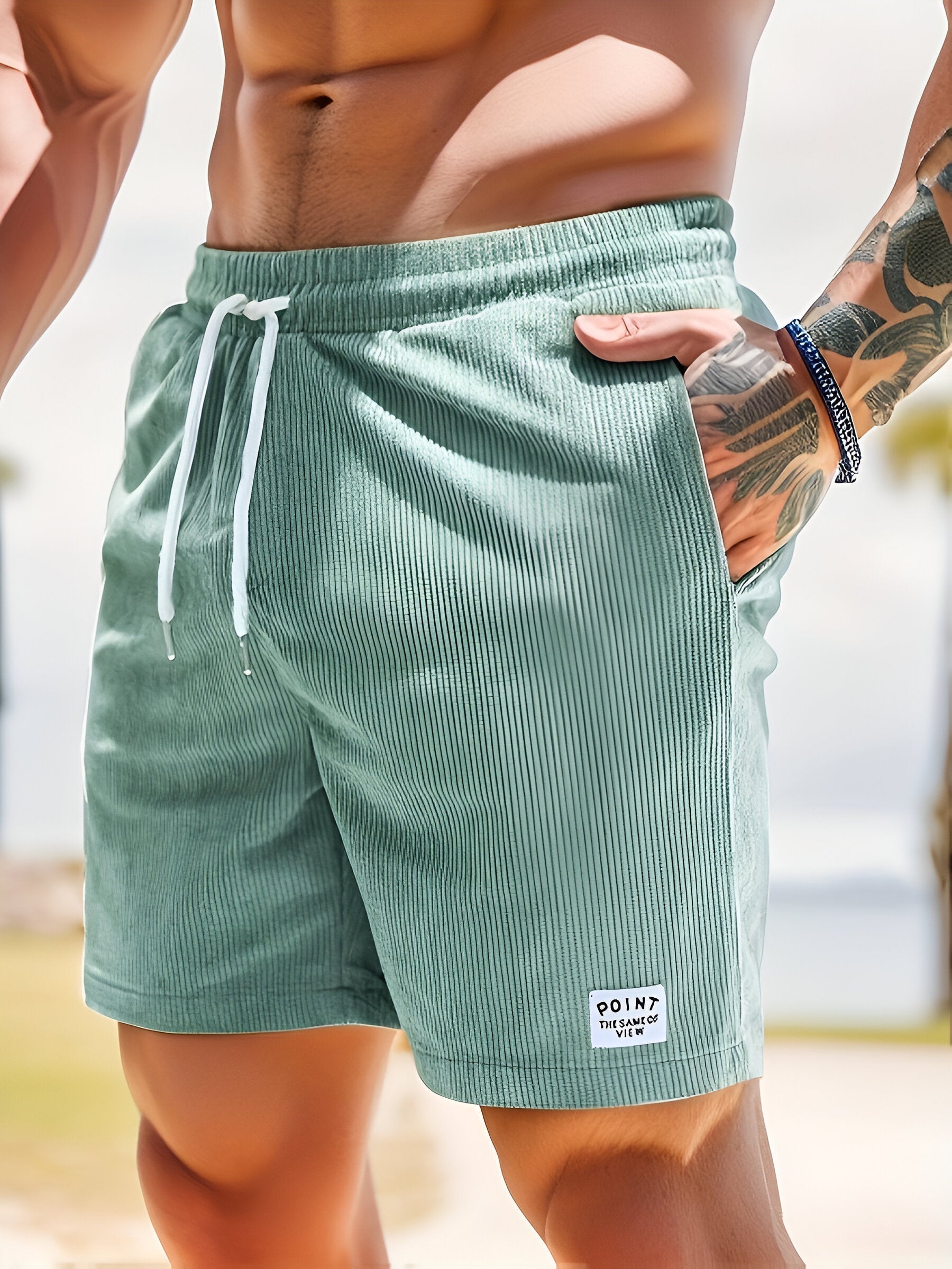 Herren-Badeshorts mit gerippter Struktur und Kordelzug in der Taille