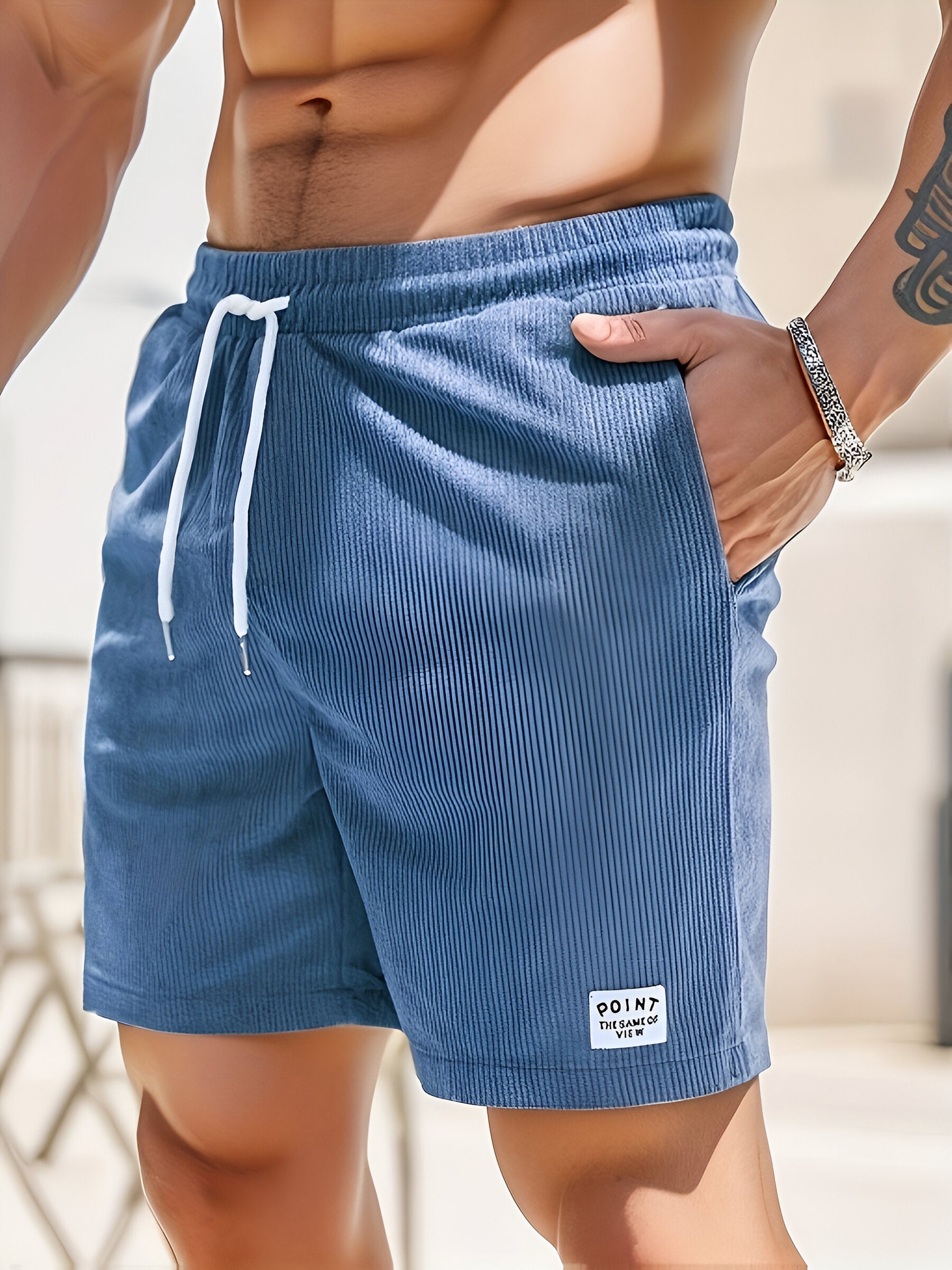 Herren-Badeshorts mit gerippter Struktur und Kordelzug in der Taille