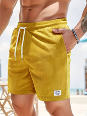 Herren-Badeshorts mit gerippter Struktur und Kordelzug in der Taille